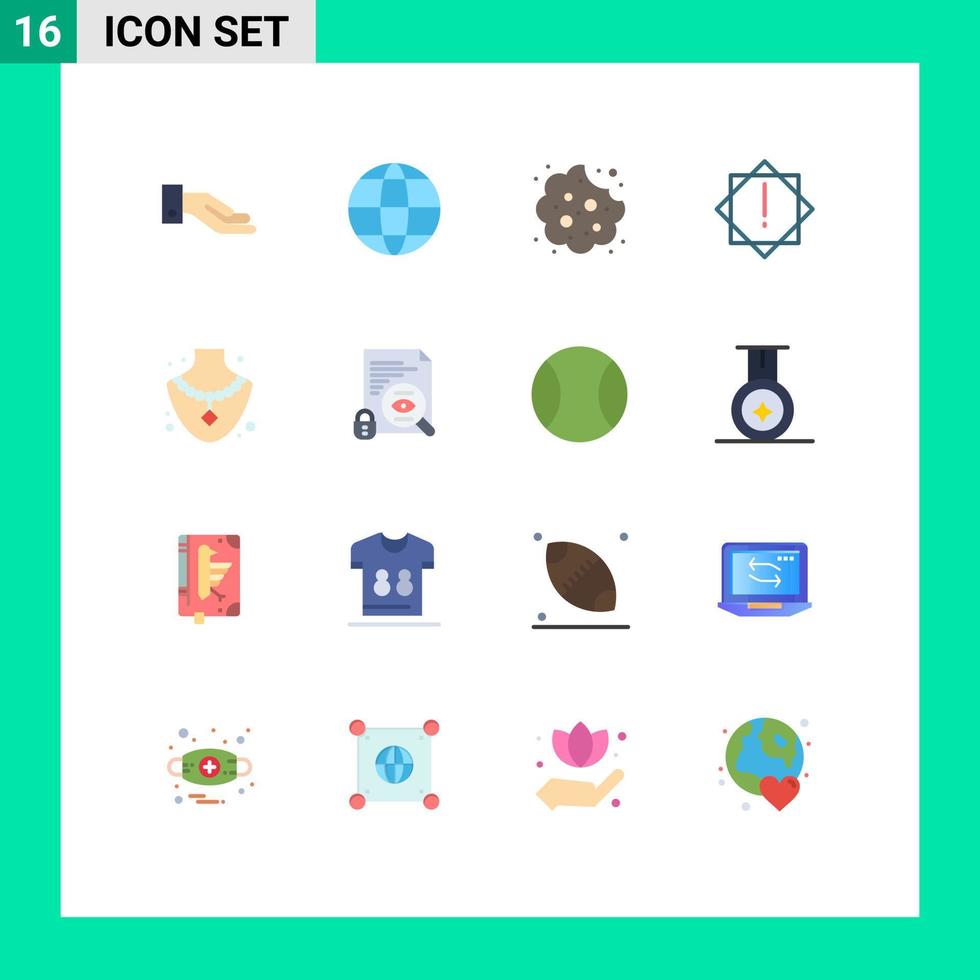 16 Universal Flat Colors Set for Web and Mobile Applications search jewelry eat gem warning Editable Pack of Creative Vector Design Elements