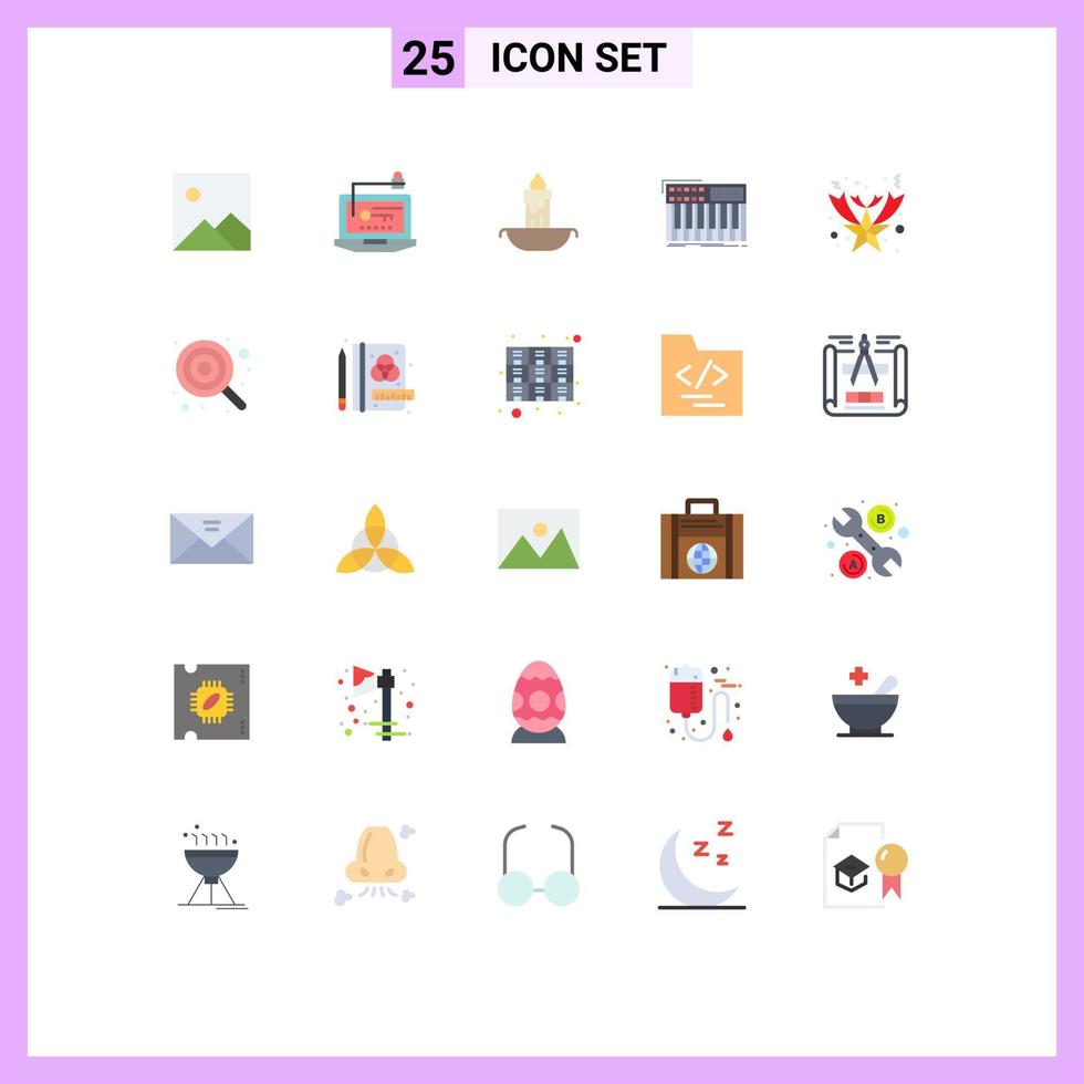 Set of 25 Modern UI Icons Symbols Signs for christmas synthesiser candle midi synth Editable Vector Design Elements