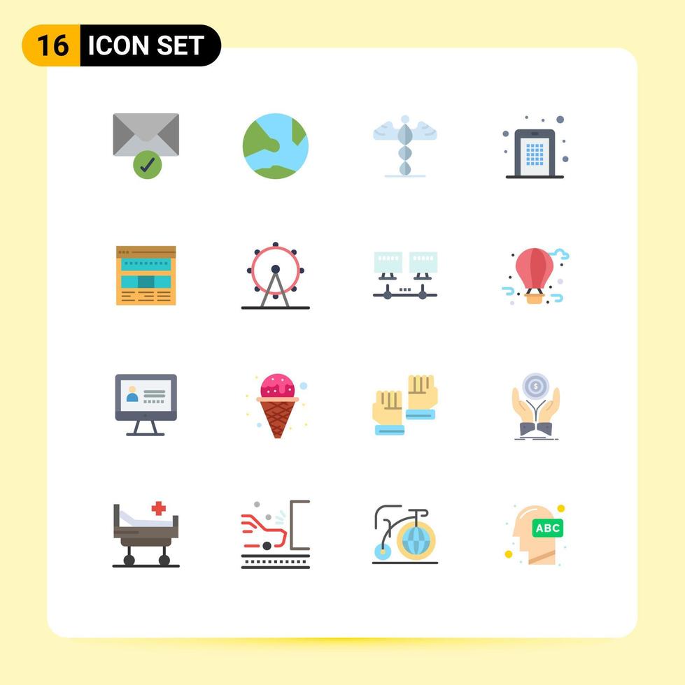 User Interface Pack of 16 Basic Flat Colors of website pin medicine mobile access Editable Pack of Creative Vector Design Elements