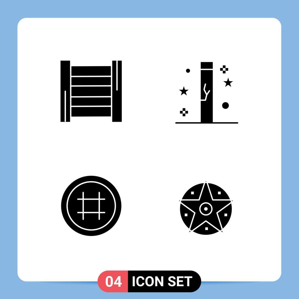 Editable Vector Line Pack of 4 Simple Solid Glyphs of construction interface celebration holidays user Editable Vector Design Elements