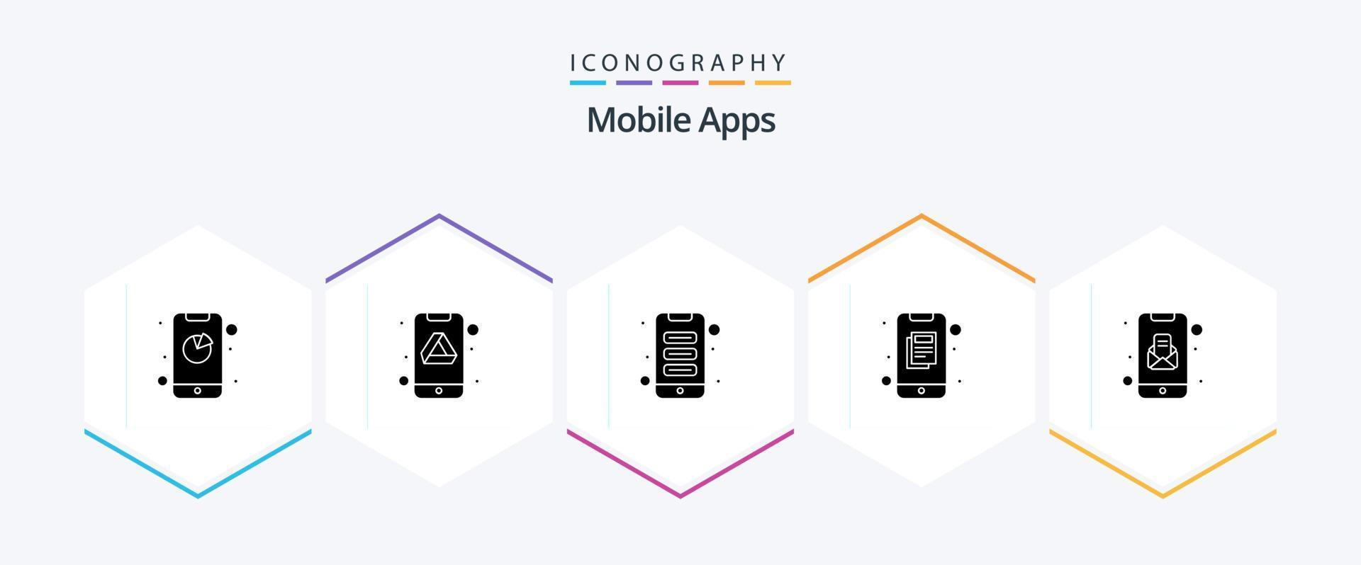 Mobile Apps 25 Glyph icon pack including app. news. app. information. mobile vector