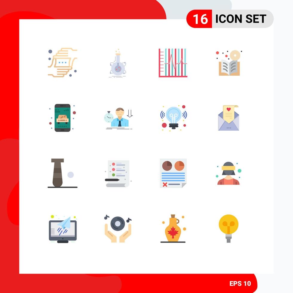 Set of 16 Commercial Flat Colors pack for learning book tube recovery statistics Editable Pack of Creative Vector Design Elements