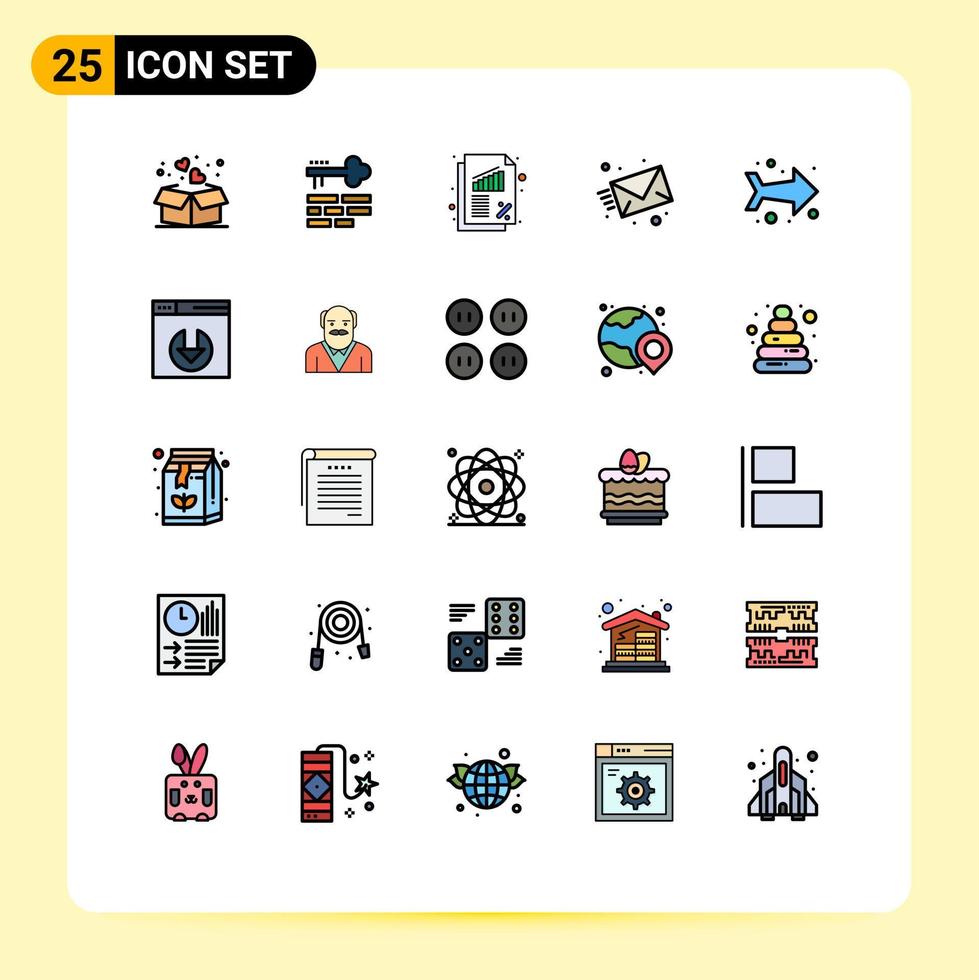 Stock Vector Icon Pack of 25 Line Signs and Symbols for arrow message login mail rate Editable Vector Design Elements