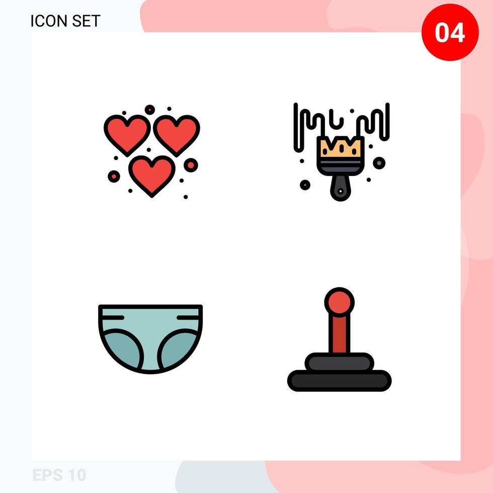 User Interface Pack of 4 Basic Filledline Flat Colors of heart child play hobbies diaper Editable Vector Design Elements