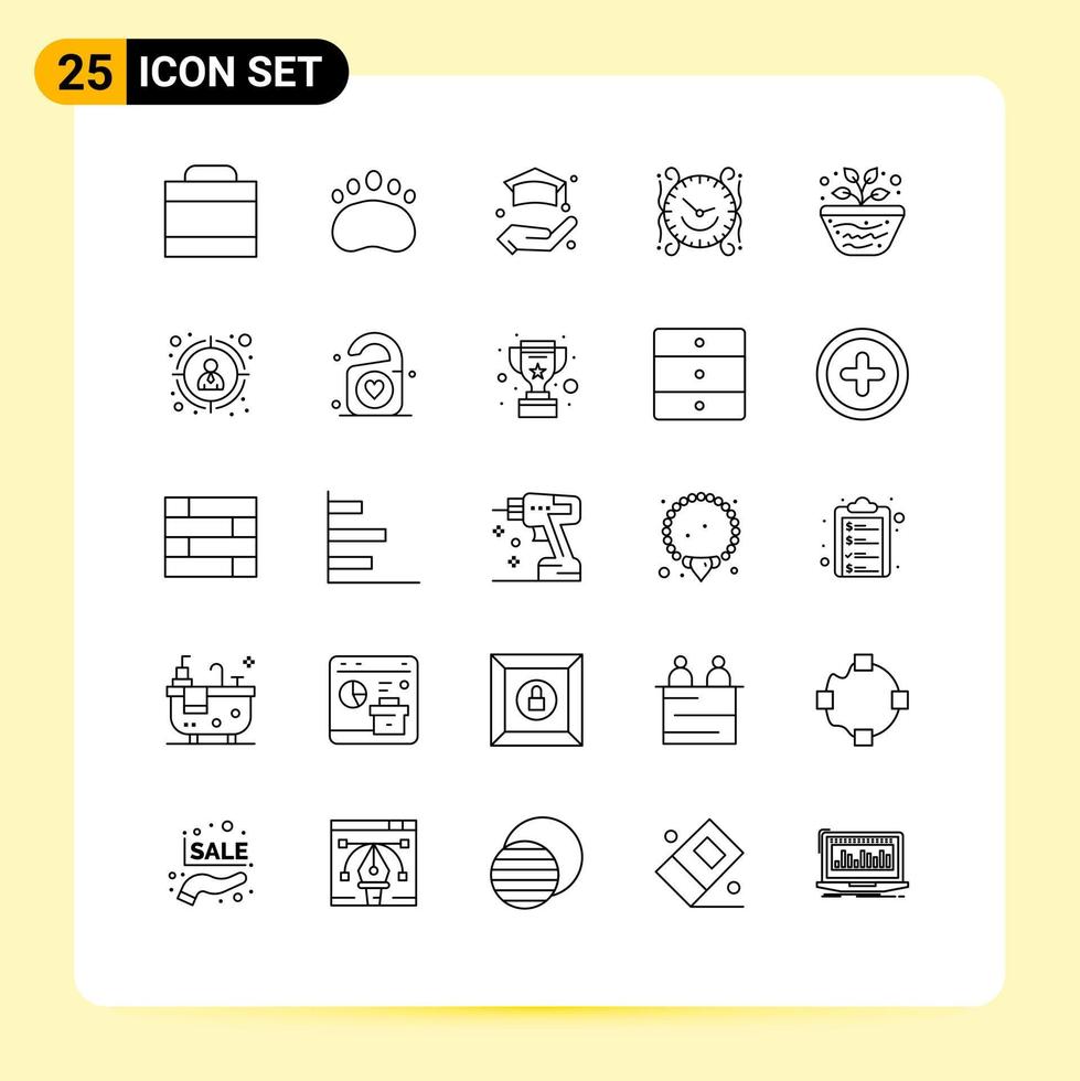 Universal Icon Symbols Group of 25 Modern Lines of study geography life education decorate Editable Vector Design Elements