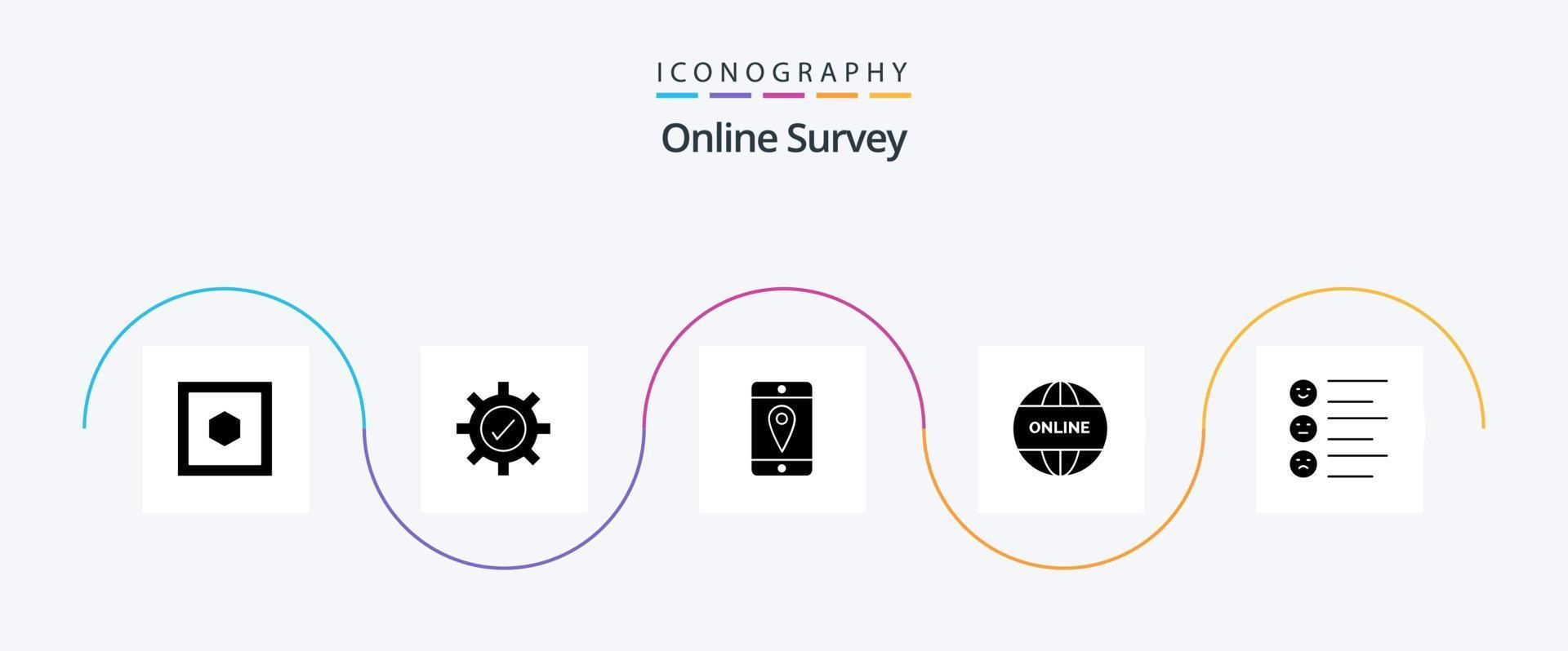 paquete de iconos de glifo 5 de encuesta en línea que incluye . sitio web . en línea . vector