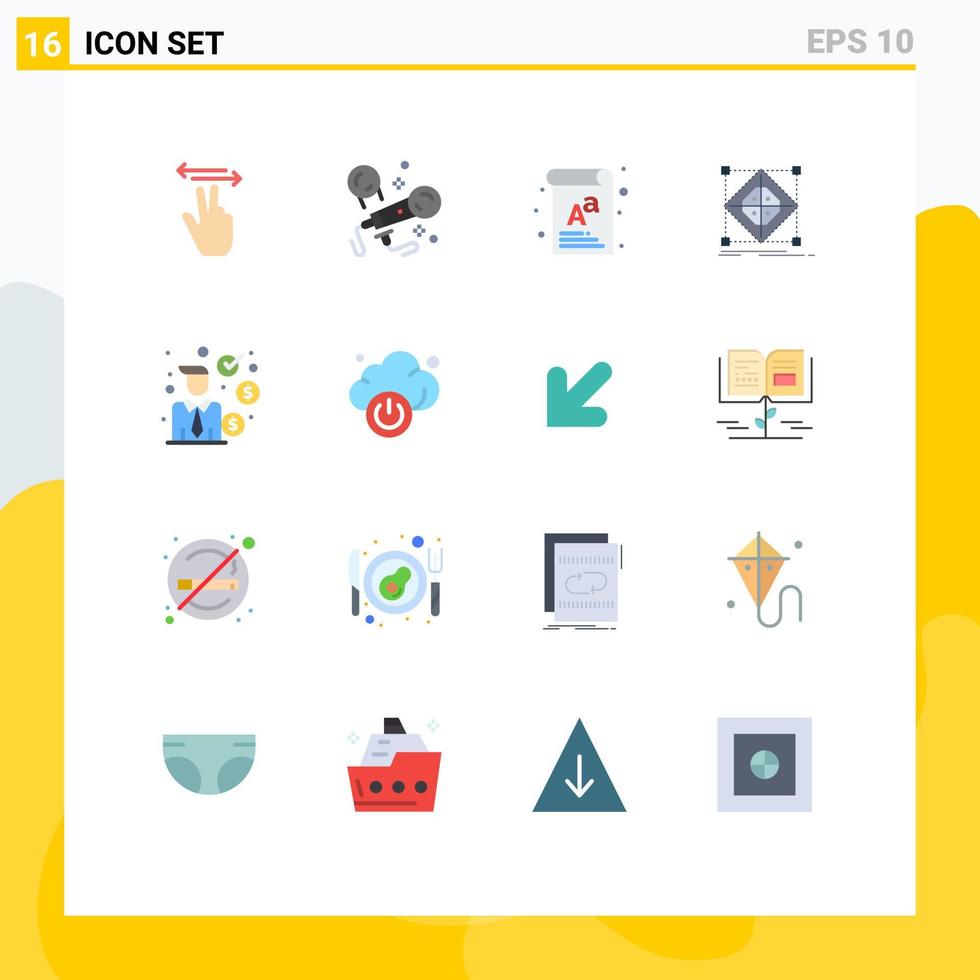 Pack of 16 Modern Flat Colors Signs and Symbols for Web Print Media such as businessman model letter grid architecture Editable Pack of Creative Vector Design Elements