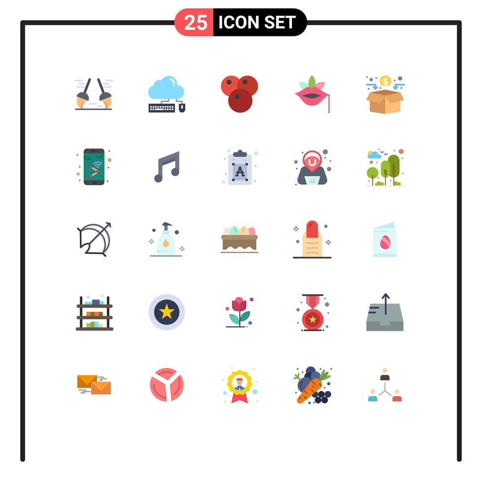 conjunto de 25 iconos de ui modernos símbolos signos para financiar elementos de diseño vectorial editables de labios de planta de datos de rosa vector