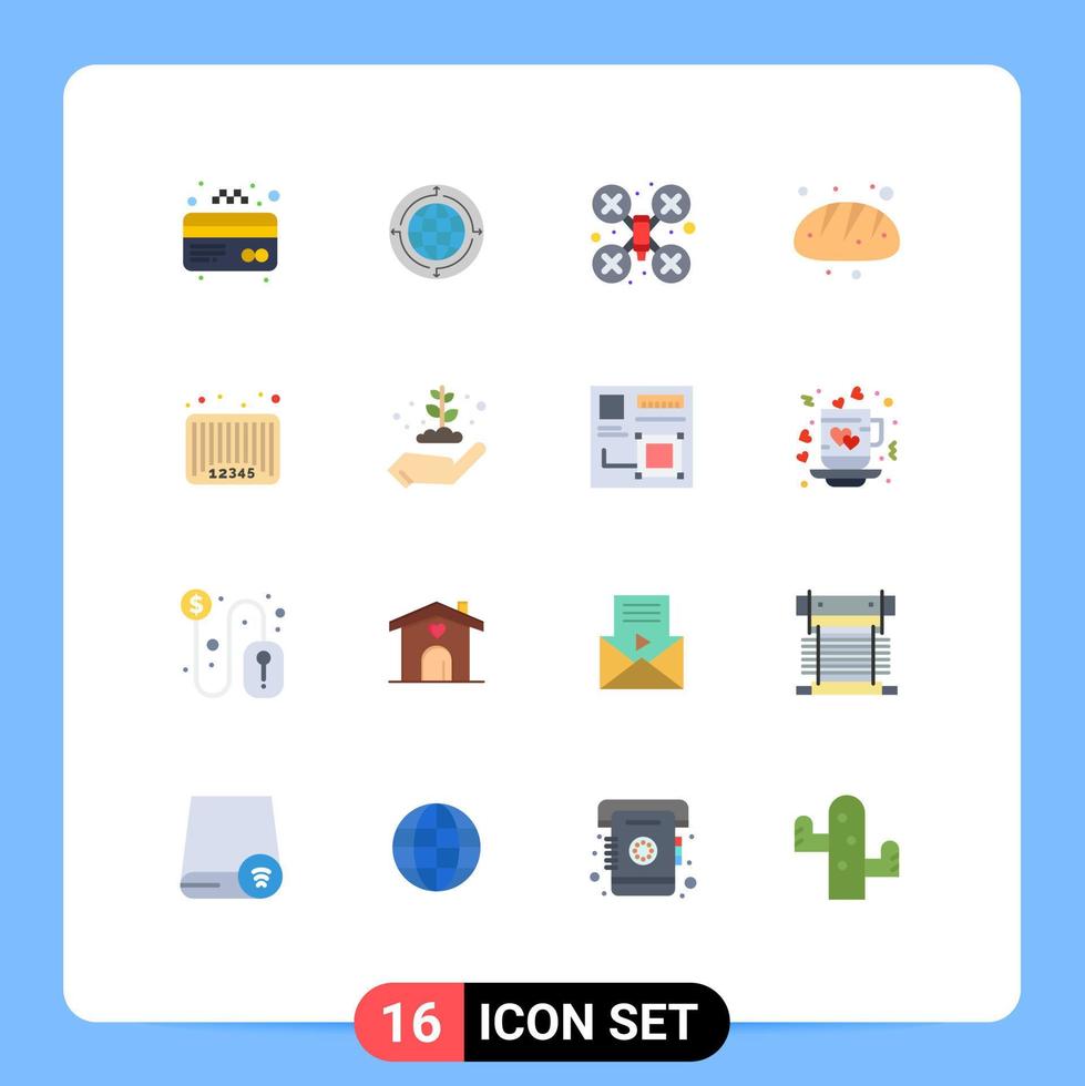 conjunto de 16 iconos de interfaz de usuario modernos símbolos signos para la venta pan mundo hornear drone robot paquete editable de elementos de diseño de vectores creativos