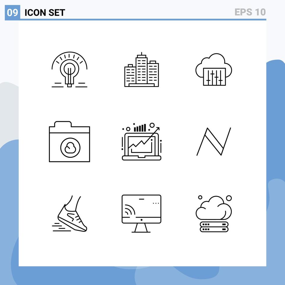 Modern Set of 9 Outlines and symbols such as network cloud office audio connection Editable Vector Design Elements