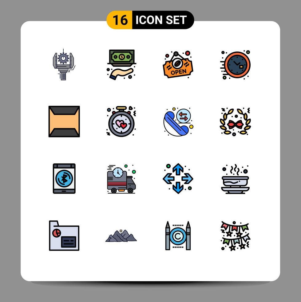 Set of 16 Modern UI Icons Symbols Signs for documents time private office sign Editable Creative Vector Design Elements