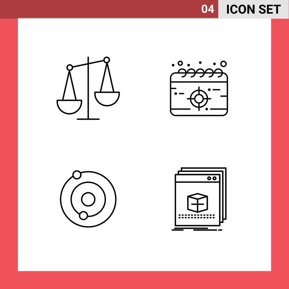 Pictogram Set of 4 Simple Filledline Flat Colors of balance system libra mission software Editable Vector Design Elements
