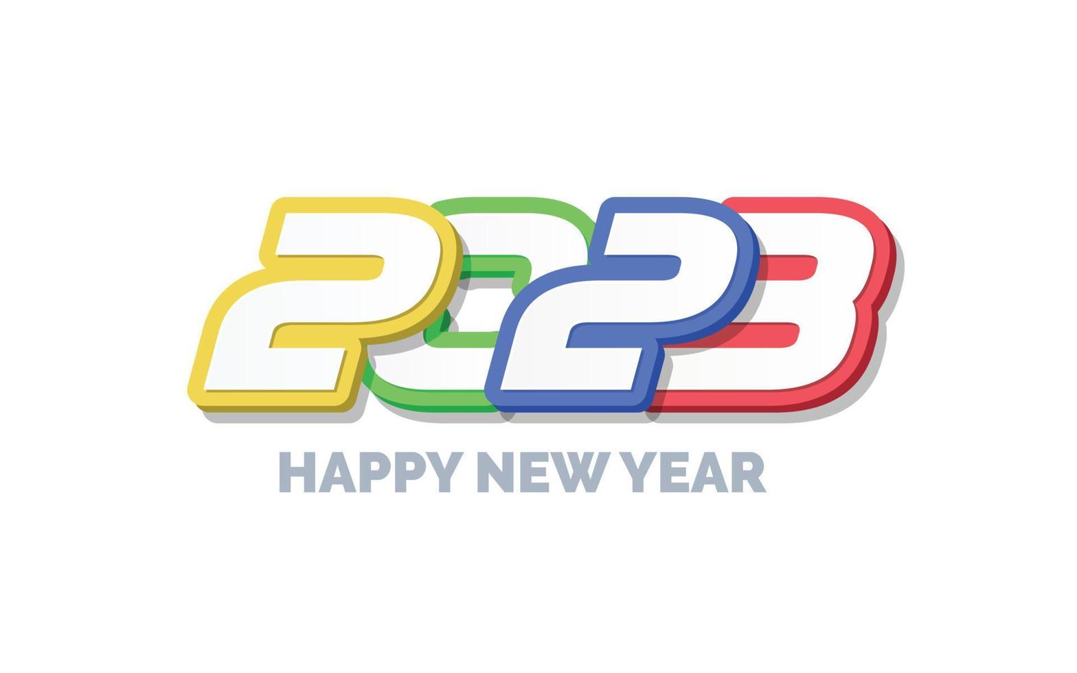 3D Happy new year 2023 logo design vector