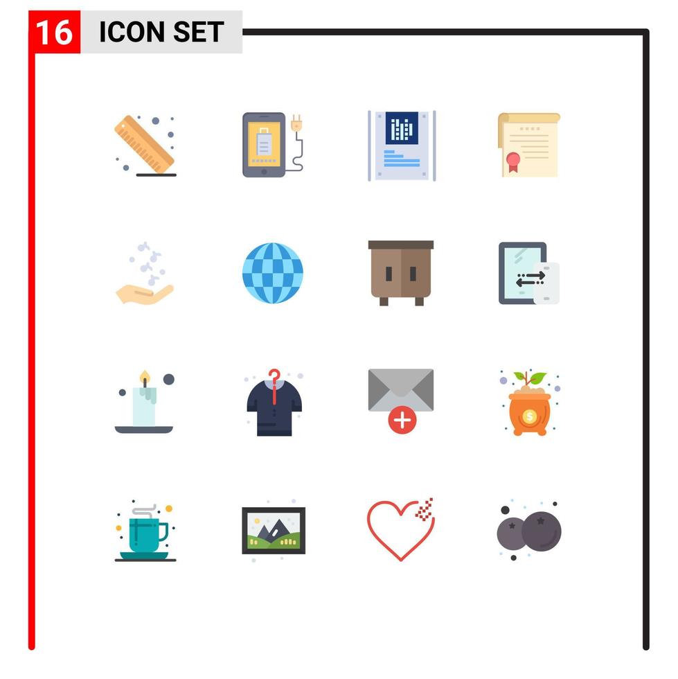 Set of 16 Modern UI Icons Symbols Signs for music fist graphy award achievement Editable Pack of Creative Vector Design Elements