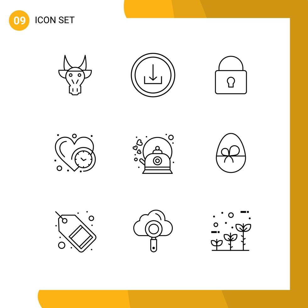 9 Thematic Vector Outlines and Editable Symbols of brew love interface heart login Editable Vector Design Elements