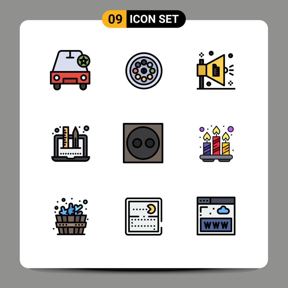 9 Filledline Flat Color concept for Websites Mobile and Apps plug cord ad graphic design Editable Vector Design Elements