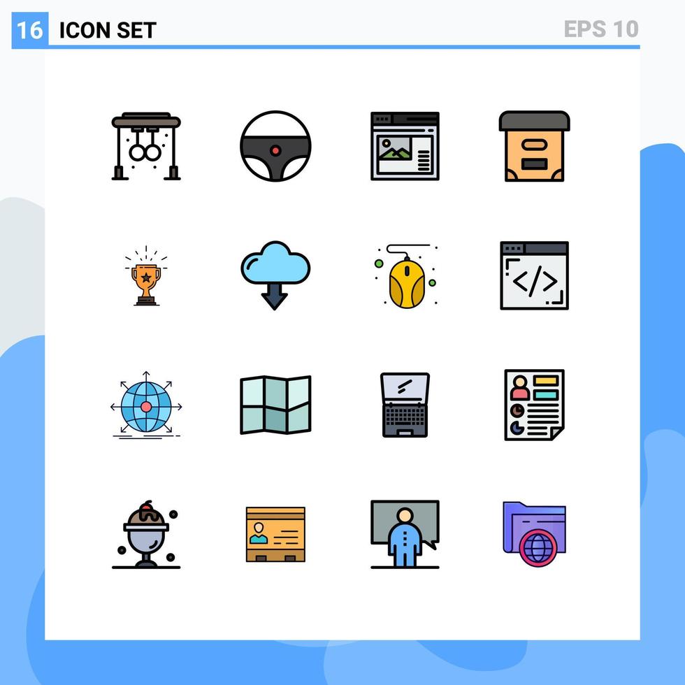 paquete de iconos de vector de stock de 16 signos y símbolos de línea para documentos de página de trofeo de premio archivo elementos de diseño de vector creativo editable