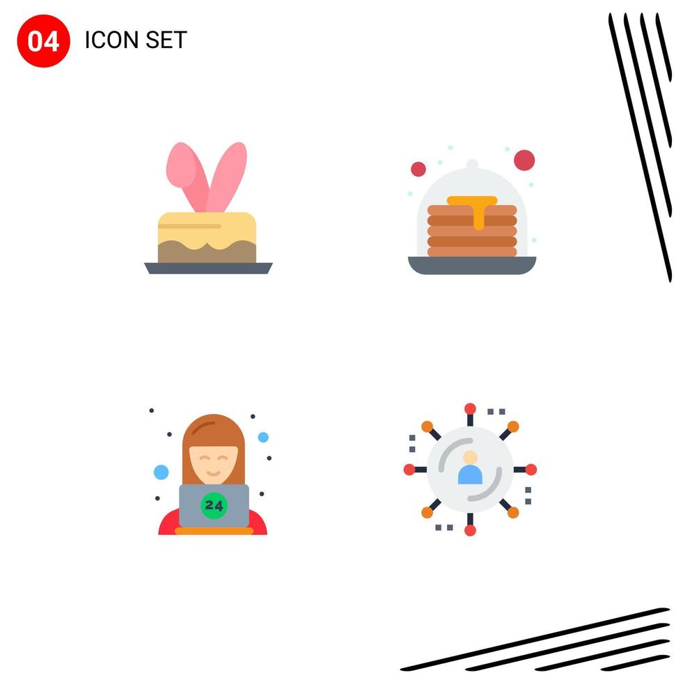 Mobile Interface Flat Icon Set of 4 Pictograms of cack technical holiday sweets affiliate marketing Editable Vector Design Elements