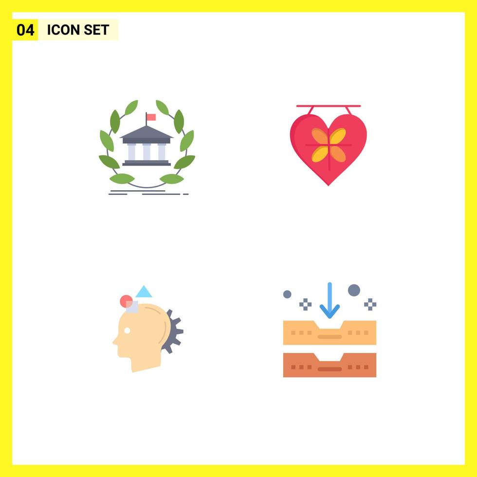 4 Universal Flat Icons Set for Web and Mobile Applications bank wedding university board imaginative Editable Vector Design Elements