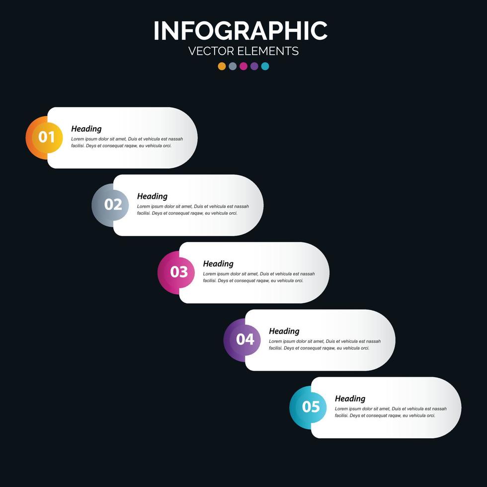 5 Steps Infographics design vector and marketing can be used for workflow layout