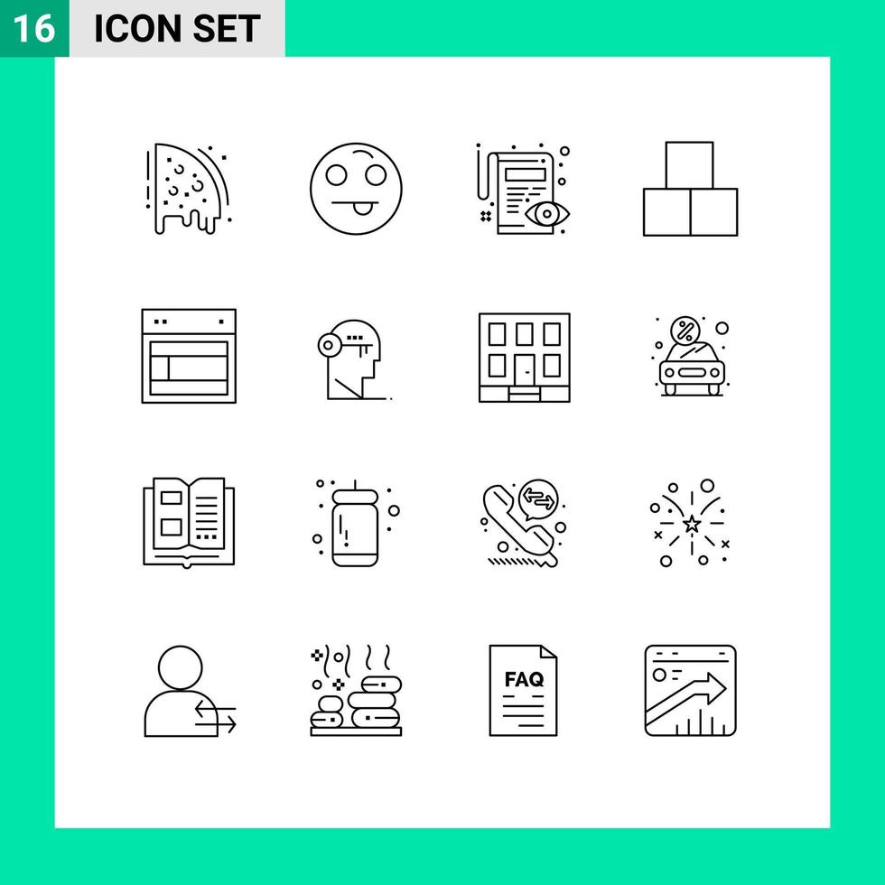 Group of 16 Modern Outlines Set for site design edit toy bricks Editable Vector Design Elements