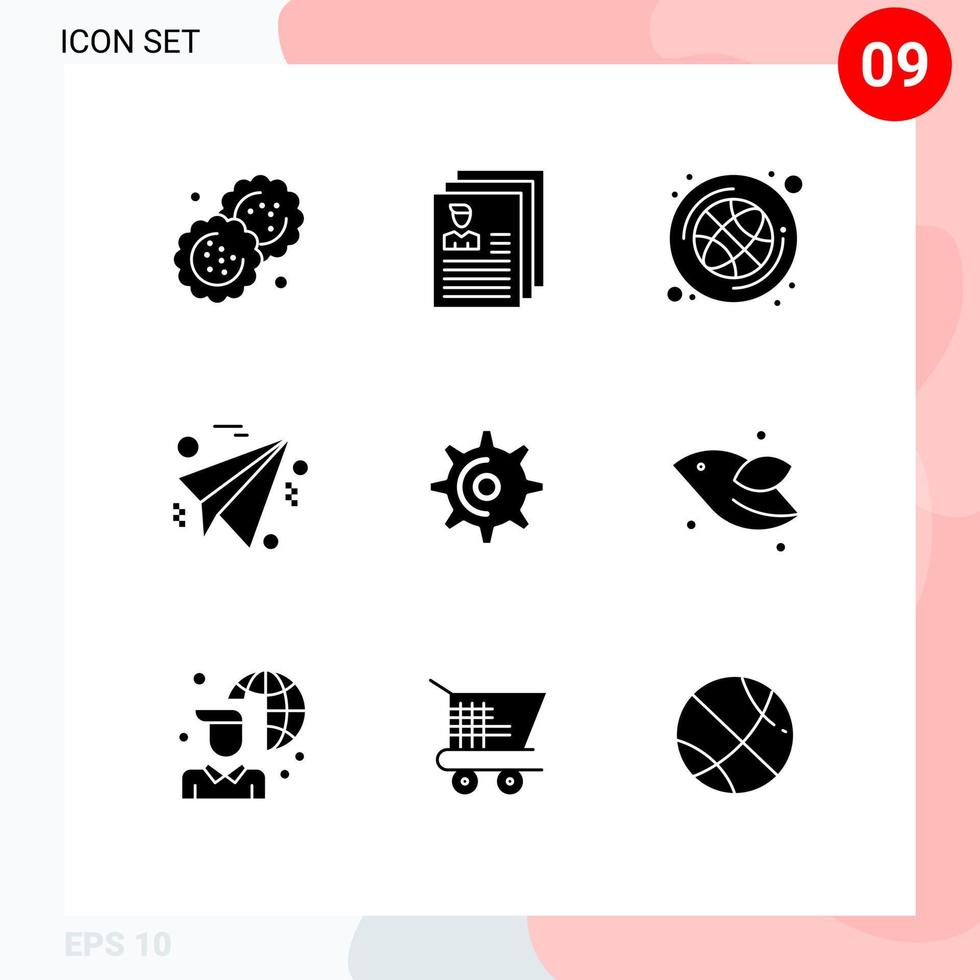 9 Creative Icons Modern Signs and Symbols of gear paper profile plane game Editable Vector Design Elements