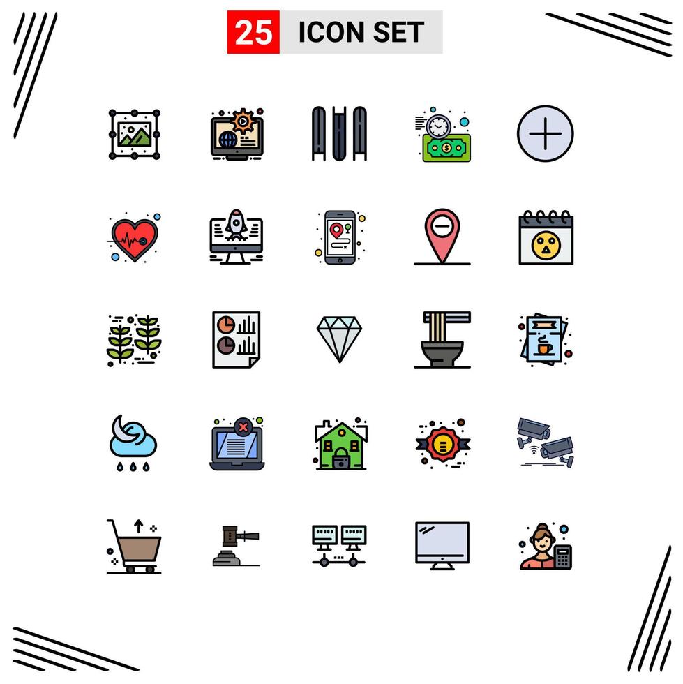 25 Creative Icons Modern Signs and Symbols of circle time learn money budget estimate Editable Vector Design Elements