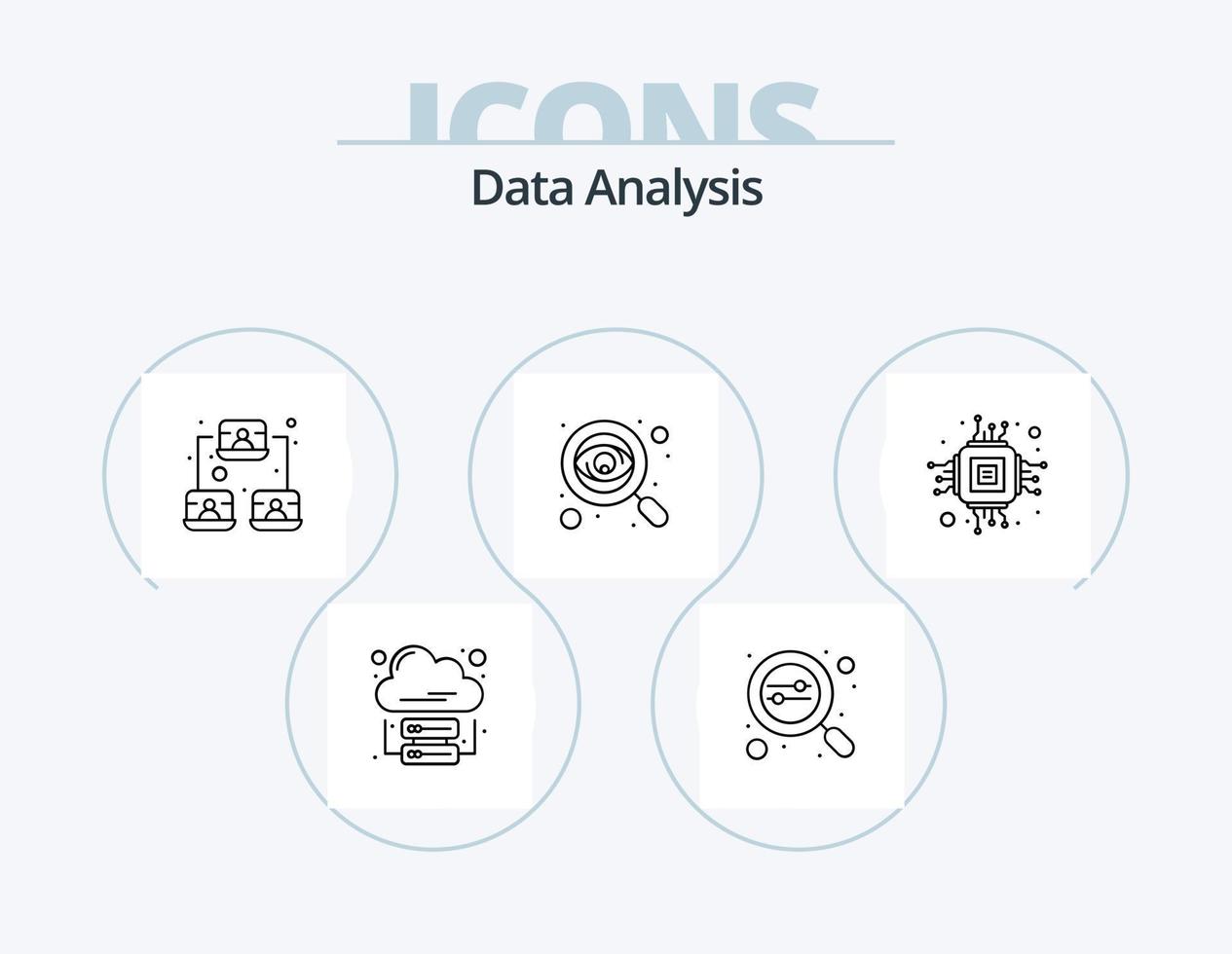 Data Analysis Line Icon Pack 5 Icon Design. flowchart. seo. indicator. search. dollar vector