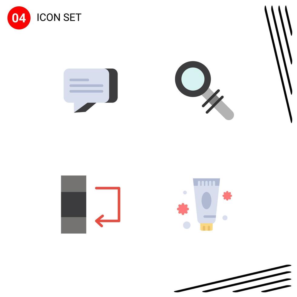 Pictogram Set of 4 Simple Flat Icons of chat beauty find column makeup Editable Vector Design Elements