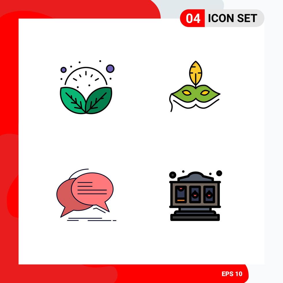 Pictogram Set of 4 Simple Filledline Flat Colors of leaves chat relax venetian speech Editable Vector Design Elements