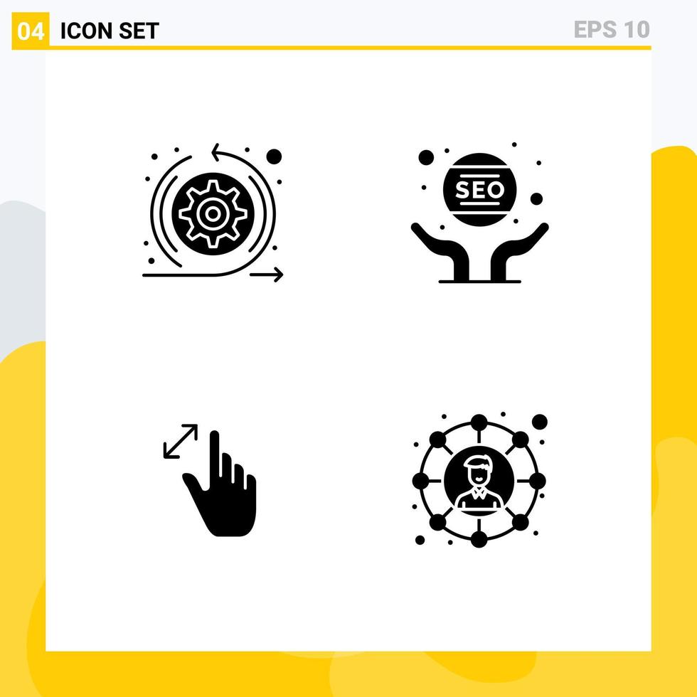 User Interface Pack of 4 Basic Solid Glyphs of agile expand sprint marketing interface Editable Vector Design Elements