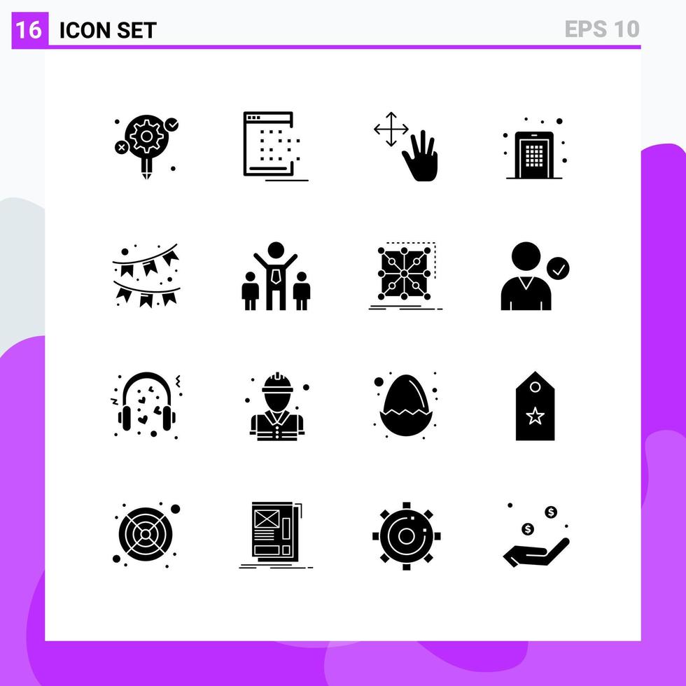 paquete de iconos de vector de stock de 16 signos y símbolos de línea para código pin código de registro móvil mantener elementos de diseño de vector editables