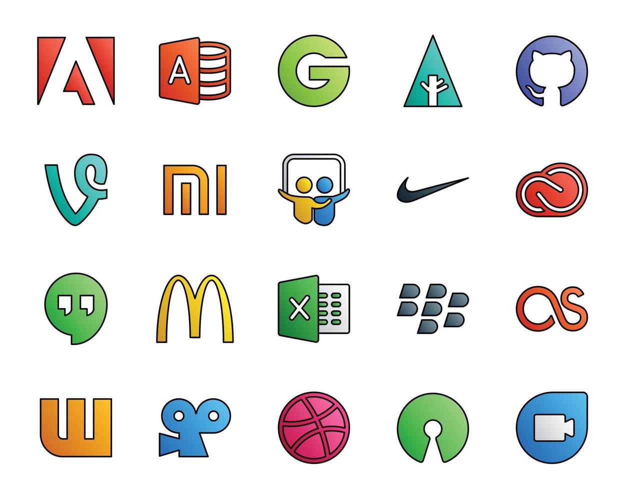 20 Social Media Icon Pack Including wattpad blackberry nike excel hangouts vector