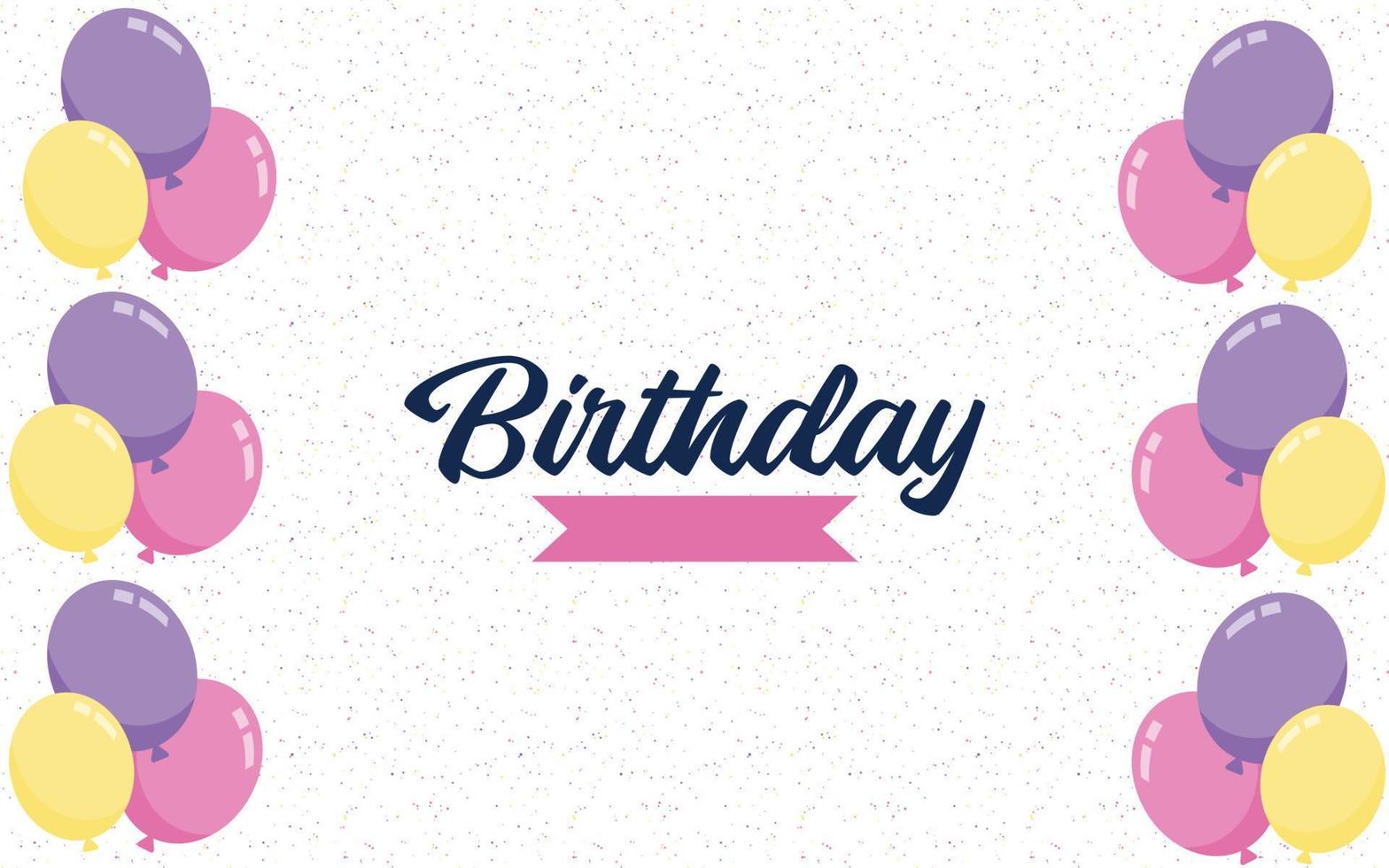 Happy Birthday lettering text banner with balloon Background vector