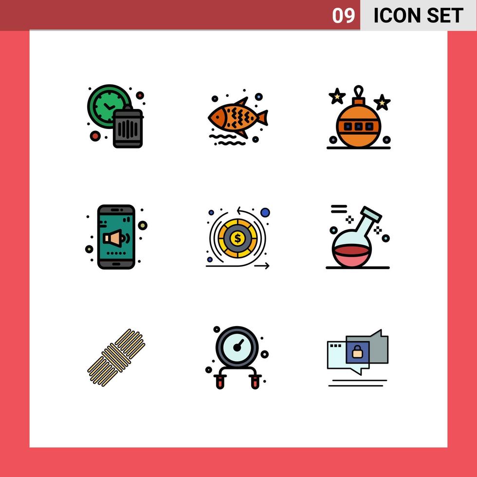 paquete de iconos de vector de stock de 9 signos y símbolos de línea para ganancias sonido vacaciones móviles de navidad elementos de diseño de vector editables