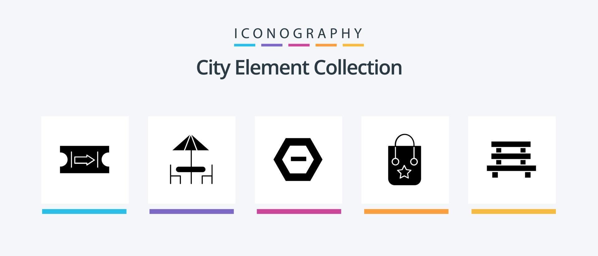 City Element Collection Glyph 5 Icon Pack Including trip . handbag . table. minus. Creative Icons Design vector