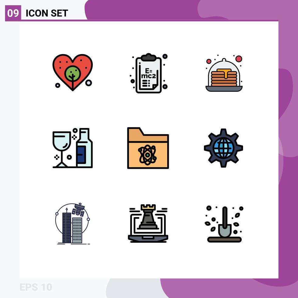 9 Creative Icons Modern Signs and Symbols of space folder strawberry atom party Editable Vector Design Elements