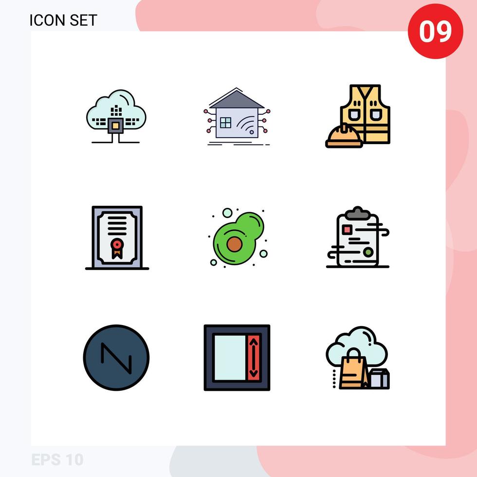 Stock Vector Icon Pack of 9 Line Signs and Symbols for egg diploma network degree labour Editable Vector Design Elements