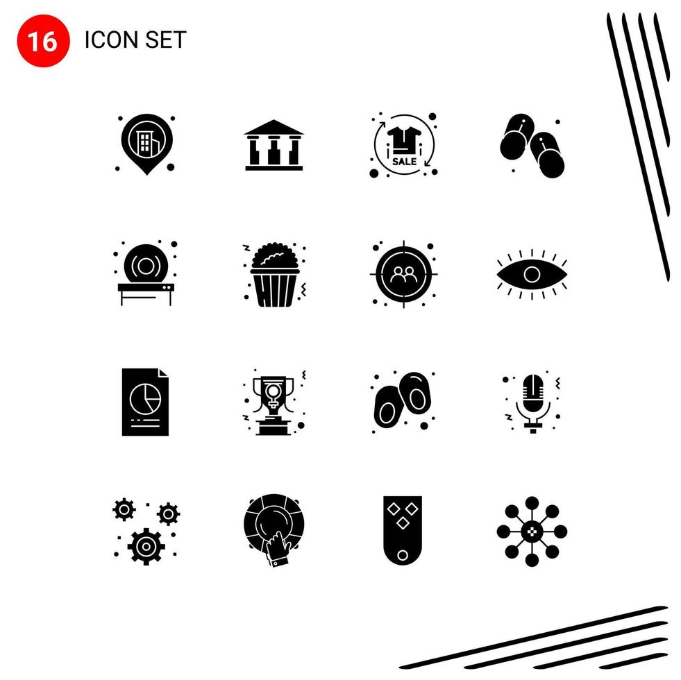 Pack of 16 creative Solid Glyphs of hardware disk sale summer footwear Editable Vector Design Elements
