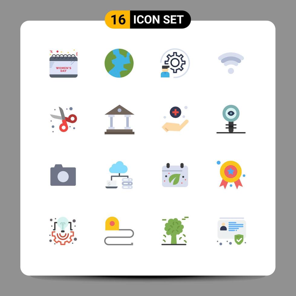 Modern Set of 16 Flat Colors Pictograph of education back to school develop wireless technology Editable Pack of Creative Vector Design Elements