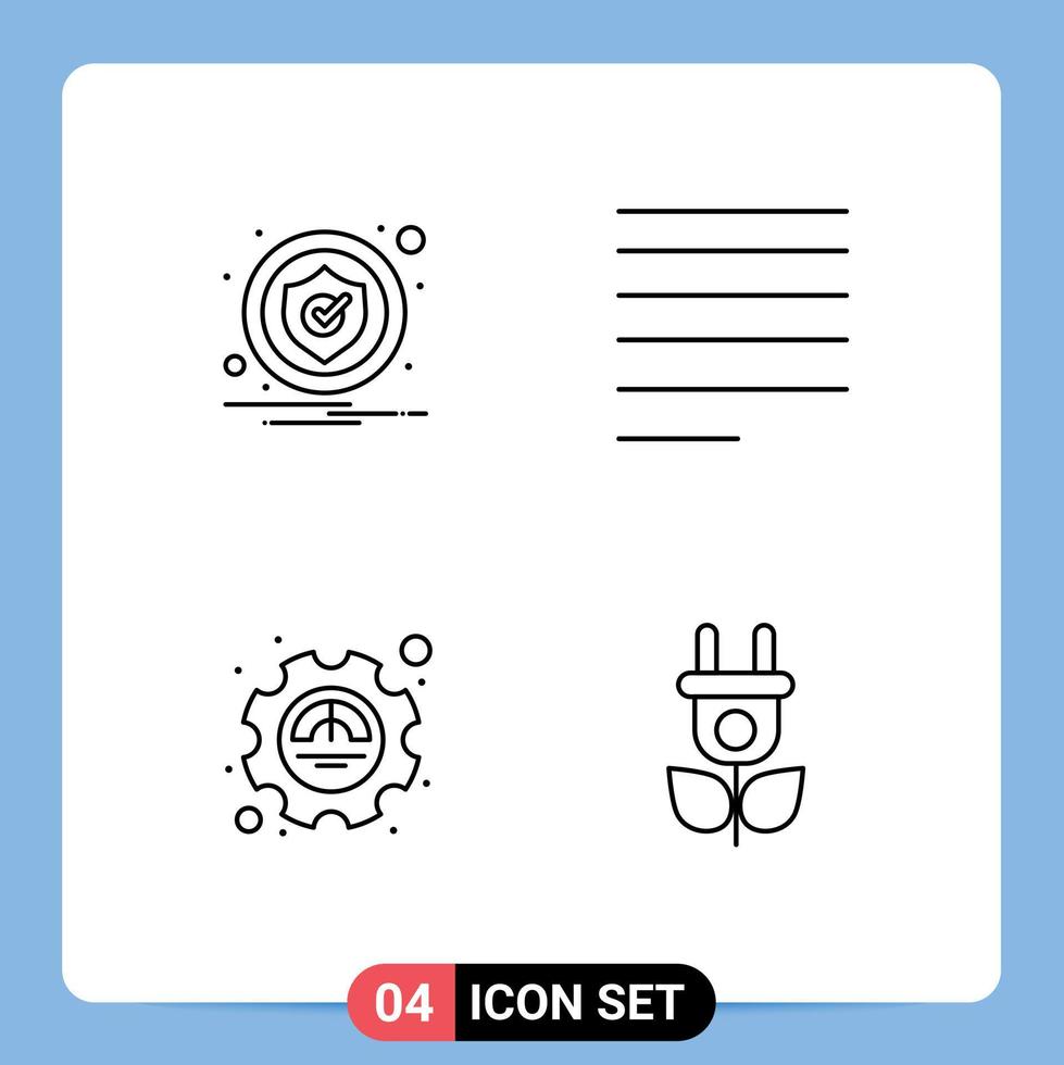 User Interface Pack of 4 Basic Filledline Flat Colors of alert performance security text eco Editable Vector Design Elements
