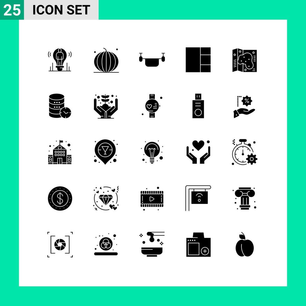 Universal Icon Symbols Group of 25 Modern Solid Glyphs of map grid thanksgiving vehicles outline Editable Vector Design Elements