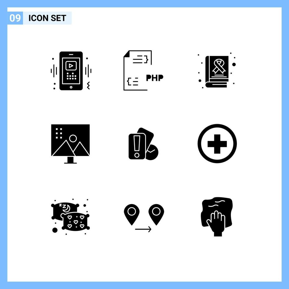 9 Solid Glyph concept for Websites Mobile and Apps photo editing image editing document altering image cancer Editable Vector Design Elements