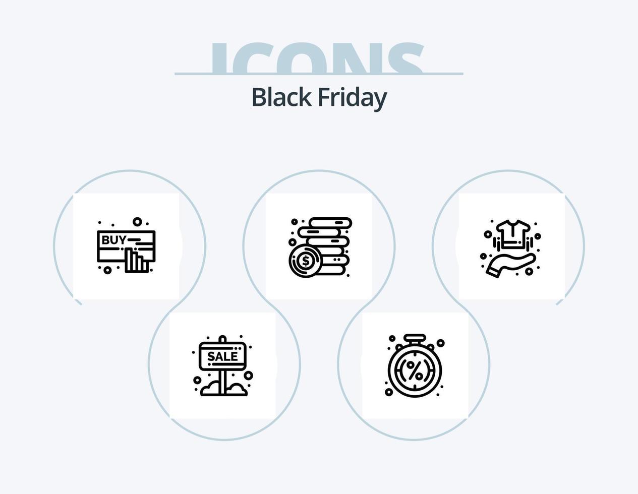 Black Friday Line Icon Pack 5 Icon Design. shopping. discount. shopping. box. shopping vector