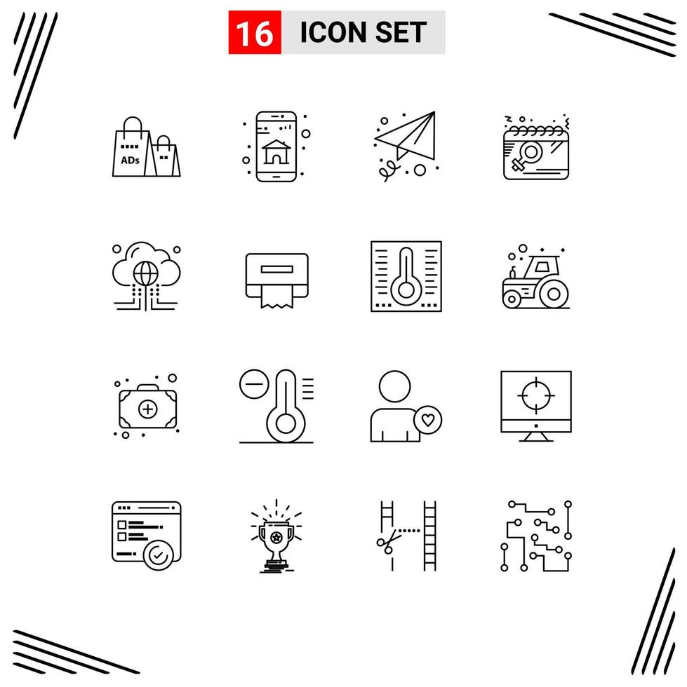 16 Universal Outline Signs Symbols of cloud women mobile app plan calendar Editable Vector Design Elements
