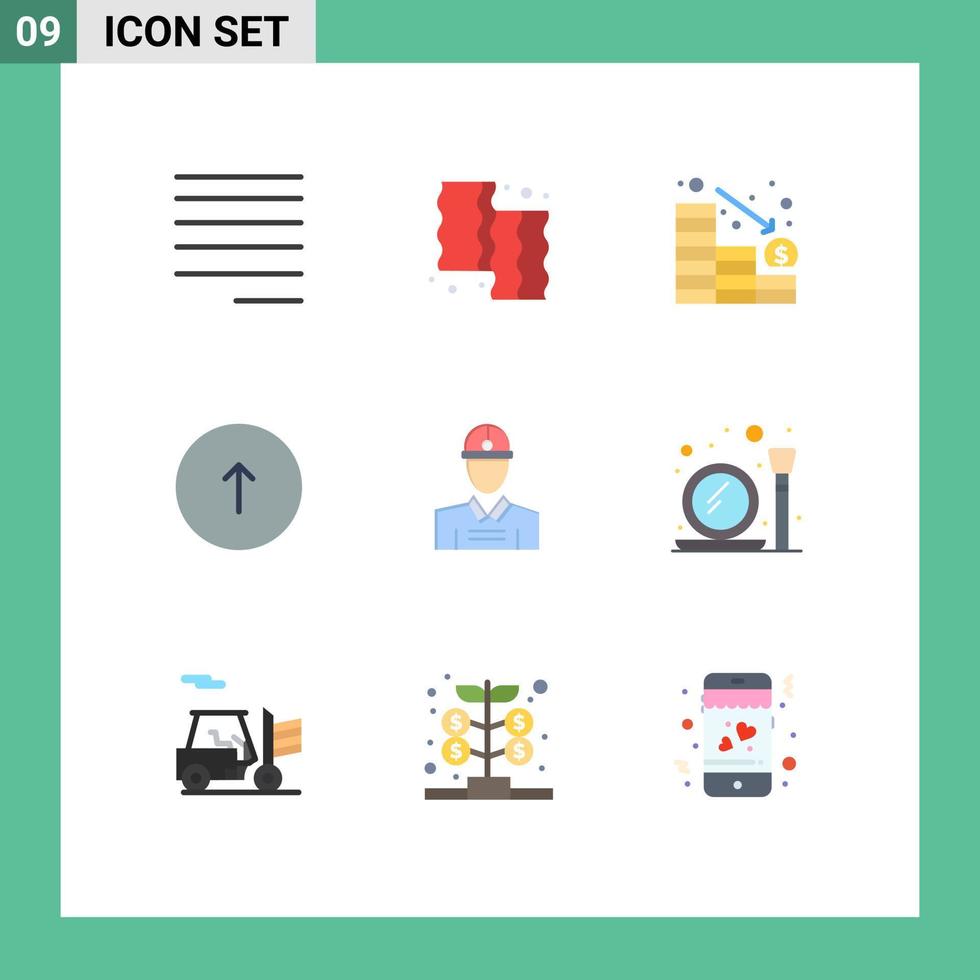 Modern Set of 9 Flat Colors and symbols such as construction up analytics communication arrow Editable Vector Design Elements