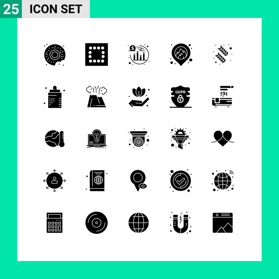 Group of 25 Solid Glyphs Signs and Symbols for disease baby fire quinn feather calligraphy Editable Vector Design Elements