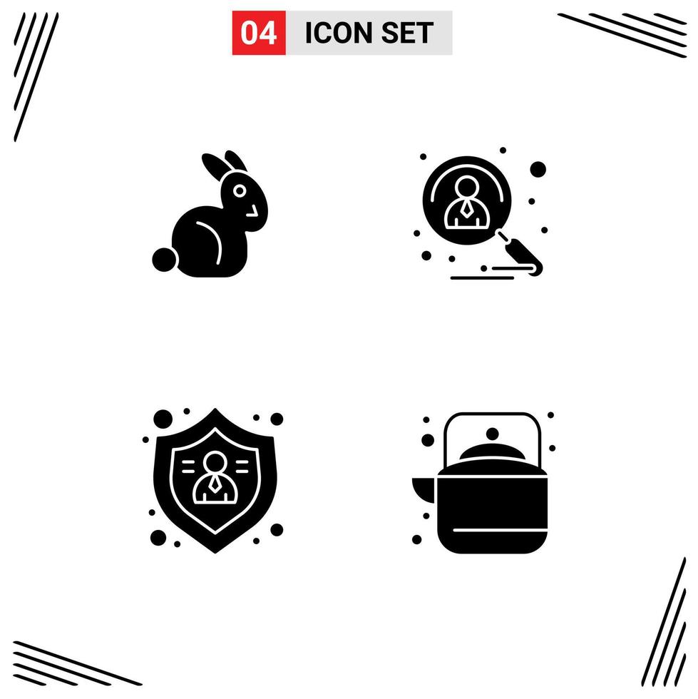 Solid Glyph Pack of 4 Universal Symbols of bynny people applicant recruitment user Editable Vector Design Elements
