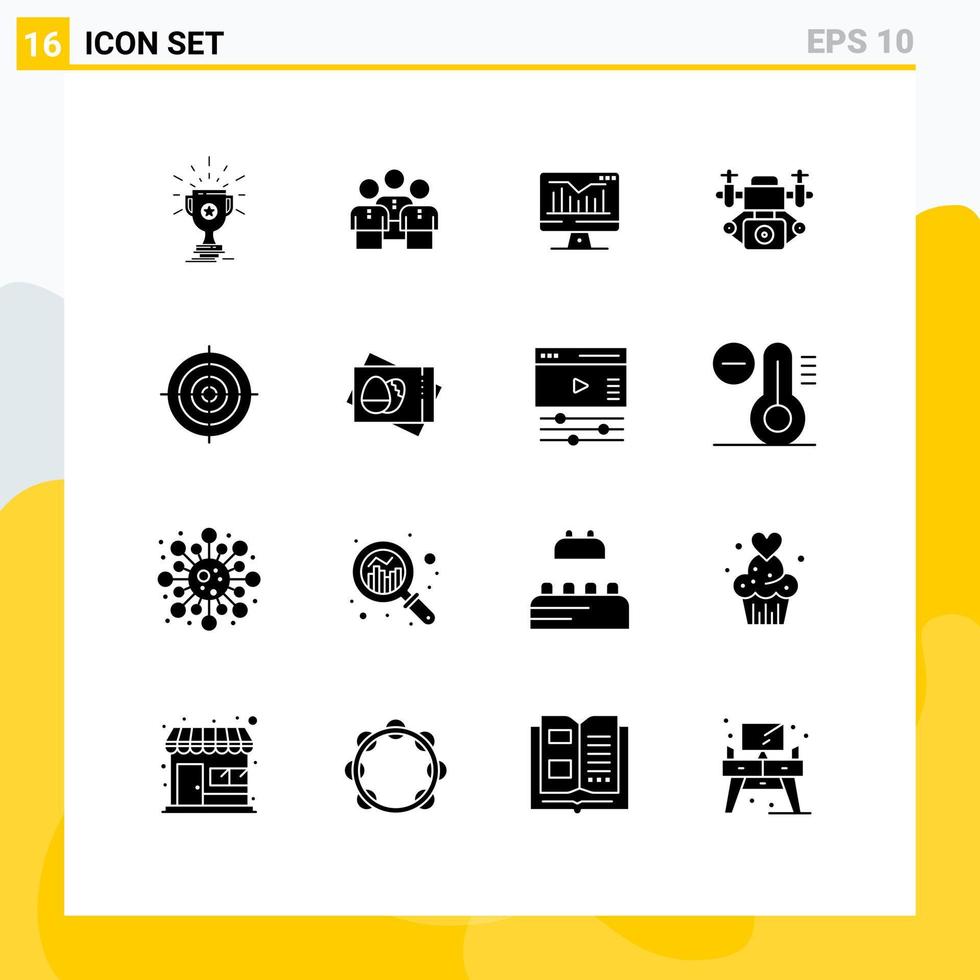 Stock Vector Icon Pack of 16 Line Signs and Symbols for camera monitor people graph computer Editable Vector Design Elements