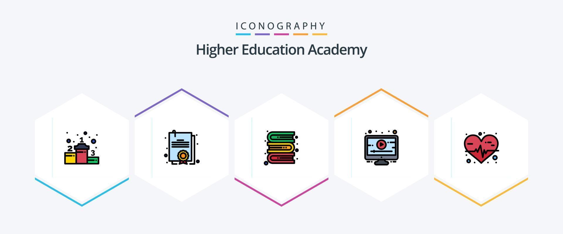 Academy 25 FilledLine icon pack including . . library. medical. heart vector